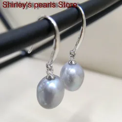 Irregular shape gray pearl chandelier earrings gift for mom