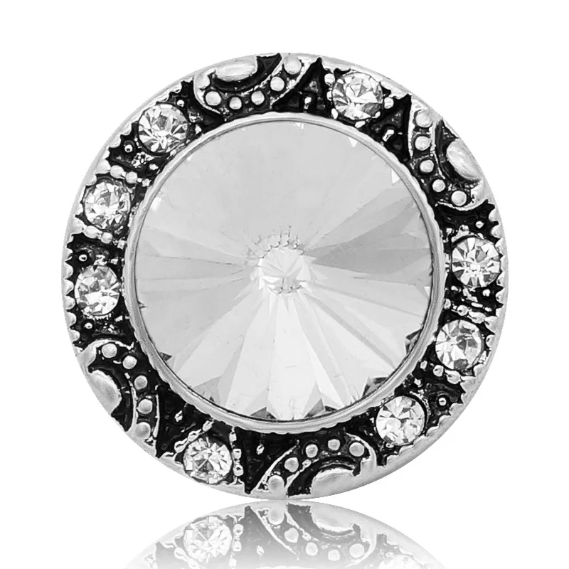 New KZ3137 Charming colorful Round rhinestone crystal 20MM snap buttons fit snap bracelet jewelry wholesale