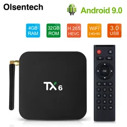 TX6 Android TV Box  Android 9.0 Smart TV Box iptv bluetooth 4K 4GB RAM 32GB 64GB BT Wifi Youtube Tanix Set Top Box TX6 tv box