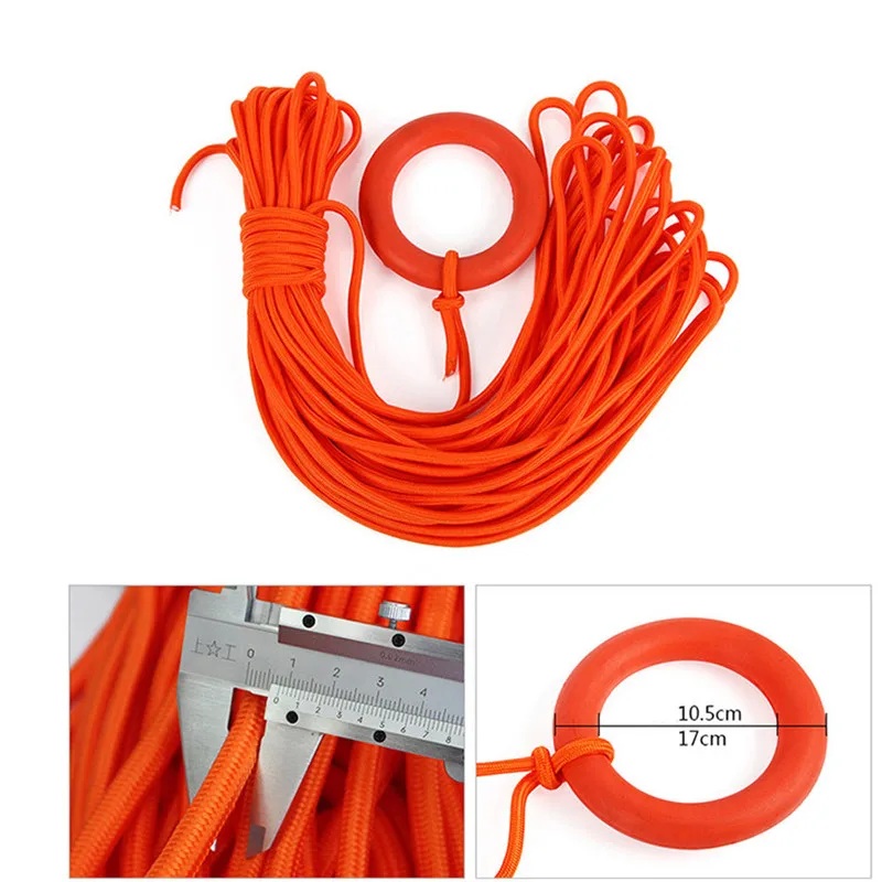 30m Orange Outdoor Emergency Life-saving Rope with Floating Ring Water Rescue Rope Snorkeling Tools Safety & Survival Equipment