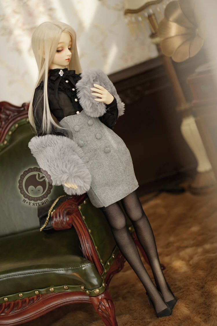 [Agent]NEW Retro British style Rice white /Black/White Shirt+Bust skirt Suit 1/3 DD SD SD16 SDGR BJD Doll Clothes