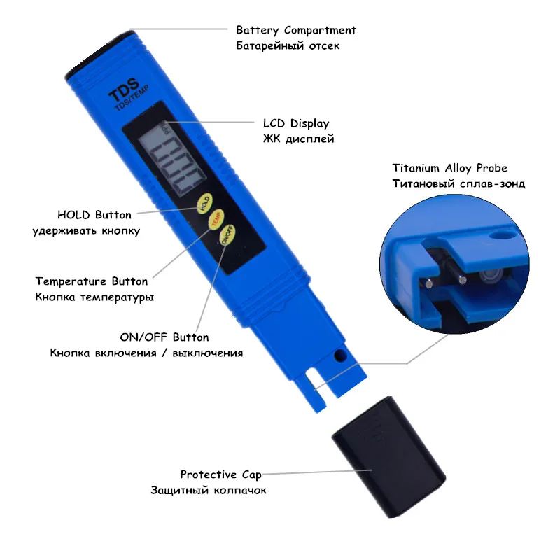 Digital PH Meter Automatic calibration 0.01 and TDS Tester Titanium probe water quality test Monitor Aquarium Pool 20% off