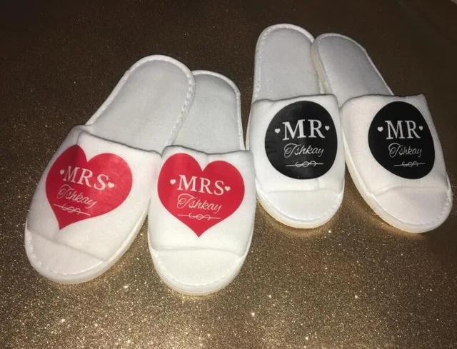 

personalize name Bride groom slippers bridesmaid maidof honour bridal party spa birthday wedding New Year Christmas party favors