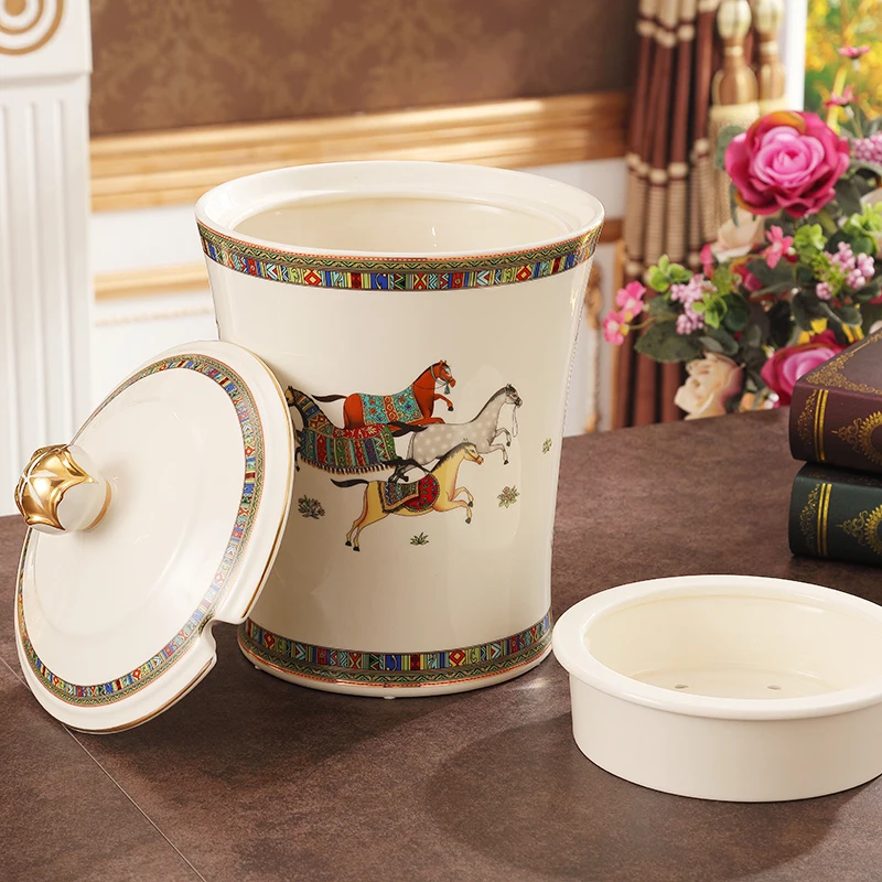 European Ceramic trash room tea dregs tube wastebasket wastewater study bedroom decoration decoration decoration ideas