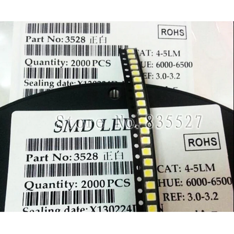 

2000PCS/LOT 1210 3528 SMD LEDs bright LED white 1210 4-5LM light-emitting diodes