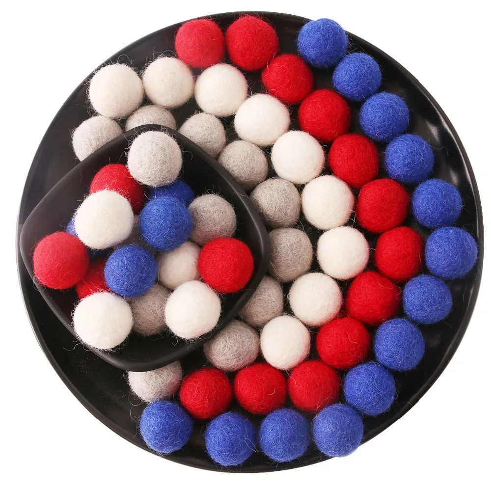 60pc 2cm Wool ball Colorful Beads Christmas Gift Decor Room DIY Neckalce Bracelet Handmade Crafts Can Chew Toys Creative DIY Toy