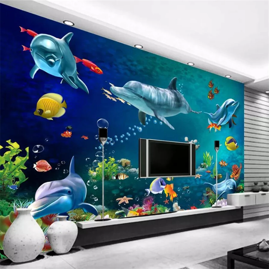 

wellyu Custom wallpaper 3D solid wall painting underwater world beautiful underwater world living room TV background wall paper
