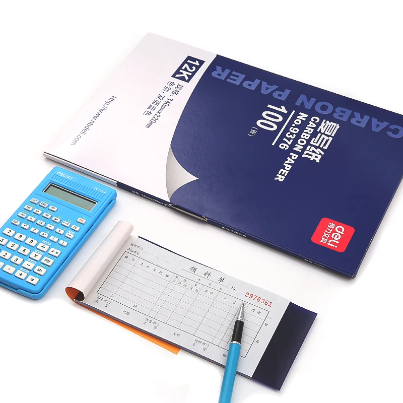 100Sheets/lot Creative Simple Blue Color 48K Thin Carbon Paper Include 3 Red Sheets 85mmx185mm Accounting School Office Supplies