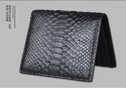 100% genuine python skin leather wallets and purse snake leather skin bank card holder case black color free shipping