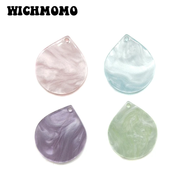 New 6 Pieces 22mm High Quality Acetic Acid Resin Water Drop Smooth Charms Pendant for DIY Necklace Earring Jewelry Accessories