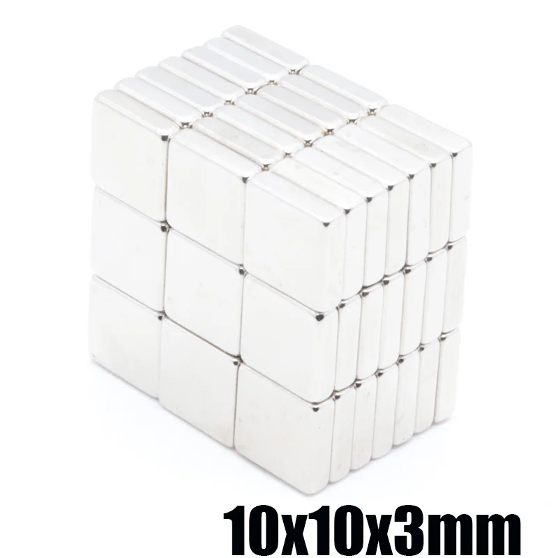 100pcs powerful magnet 10x10x3 mm N35 magnetite rectangular NdFeB magnet magnetic steel square magnet 10X10X3mm