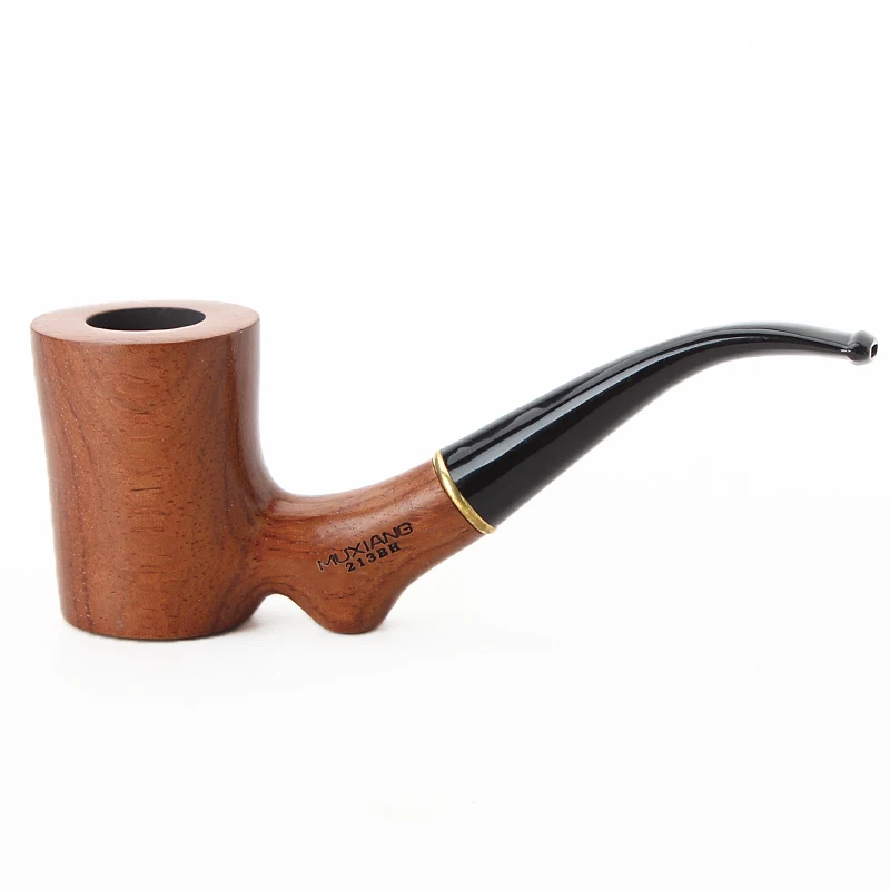 

MUXIANG New Manual kevazingo wood Tobacco Pipe Flat Base Novelty 9mm Filter Bent Smoking Pipe Masculine Gift ad0016