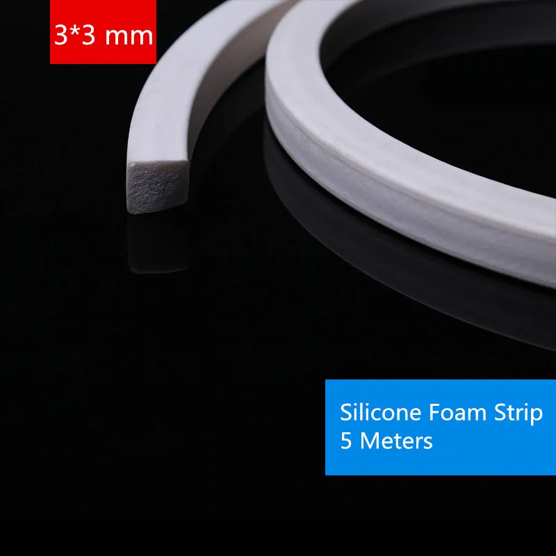 5 meters YT1275 Silicone Foam Strip Diameter 3*3MM Sealing Strip Silicone Seal Strip Free Shipping