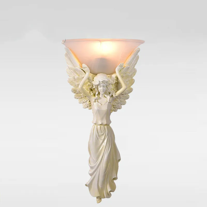 85-265V Modern European Style Wall Lamp Angel Lampshade Sconce for Hotel Bedroom E27 Novelty Fixture Vintage Lamp