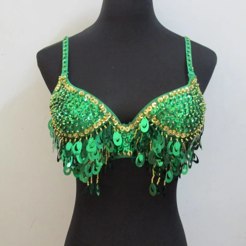 Sujetador Bellydance Sexy Belly Dance Clothes Hand Made Sequins Belly Dance Top Bra For Women 10 Color For Belly Dancer