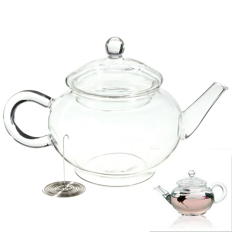 Beautiful 250ml/8.5oz Durable Borosilicate Glass Teapot with Infuser Heat Resistant Bottle Cup for Blooming Tea Herbal Coffee