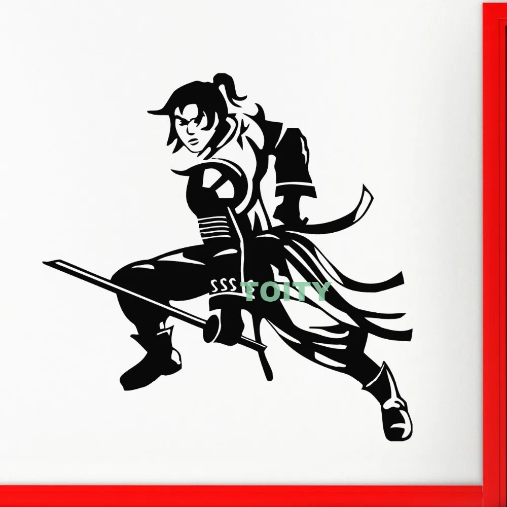 Wall Stickers Vinyl Decal Samurai Japan Anime Manga Warrior Kids Room Home Interior Mural Art Decoration H57cm x W57cm