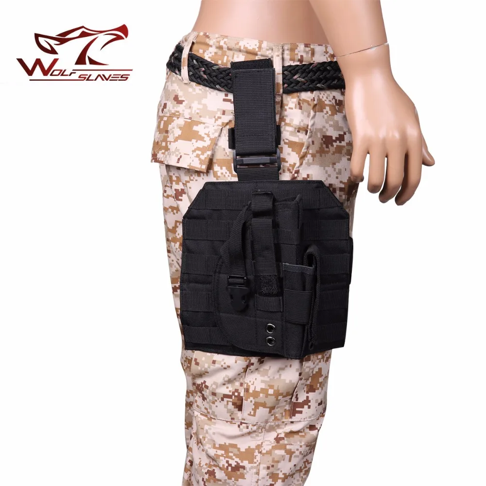 Molle Gun Case Adjustable Tactical Holster Puttee Thigh Leg PB 075 Pistol Airsoft Gun Holster Pouch with Magazine Pocket Bag