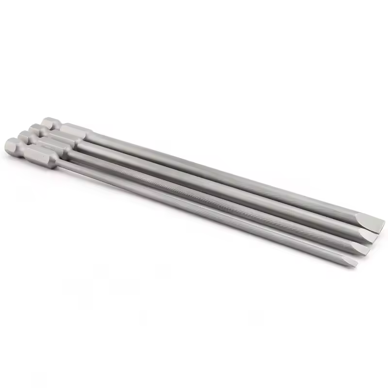 150mm Length 1/4" Magnetic Screwdriver Bits Kit 3.0-6.0mm Flat Head S2 Slotted Tip Screwdrivers Bits