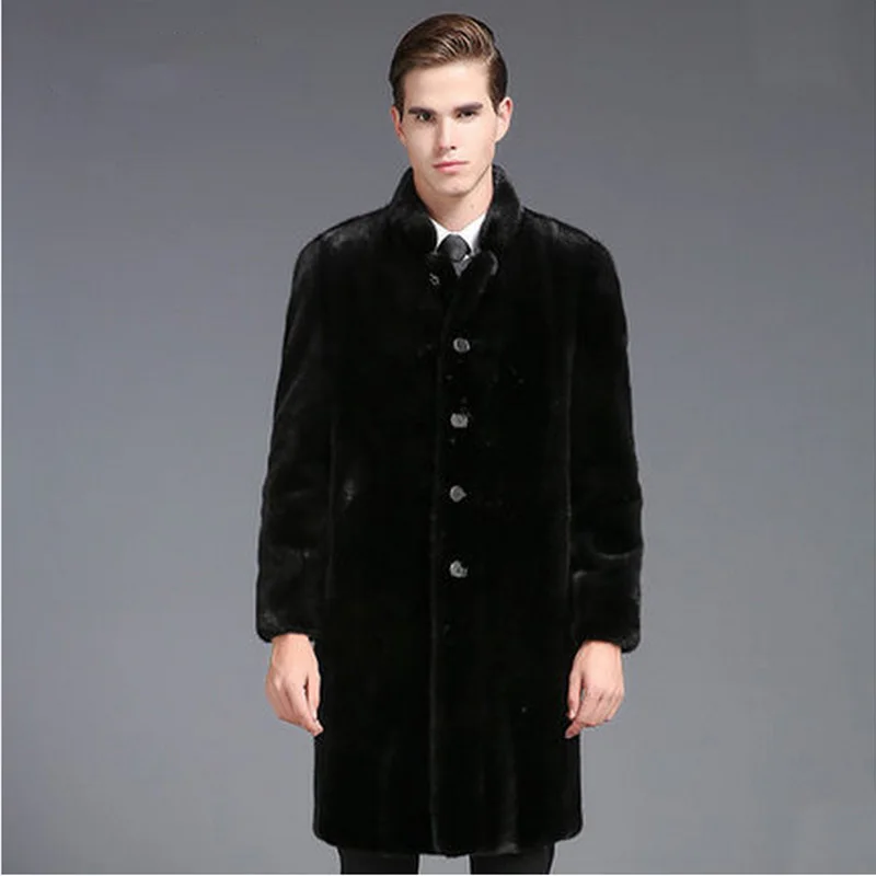 Autumn and winter new men's fur coat imitation mink coat European and American long warm windbreaker Fur coat men jacket
