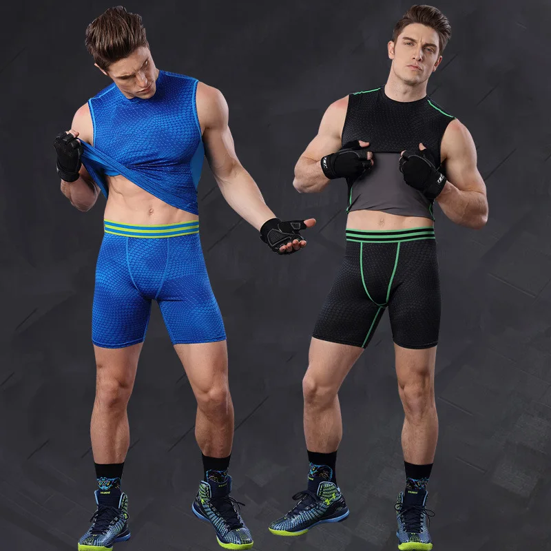 Novidade bermuda fitness masculina compressão ajustada estilo europeu shorts para homens joelho cintura elástica para presente