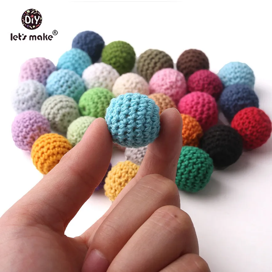 Let's Make 16mm 10pc Wooden Crochet Beads Chewable Beads DIY Wooden Teething Knitting Bead Jewelry Crib Sensory Toy Baby Teether