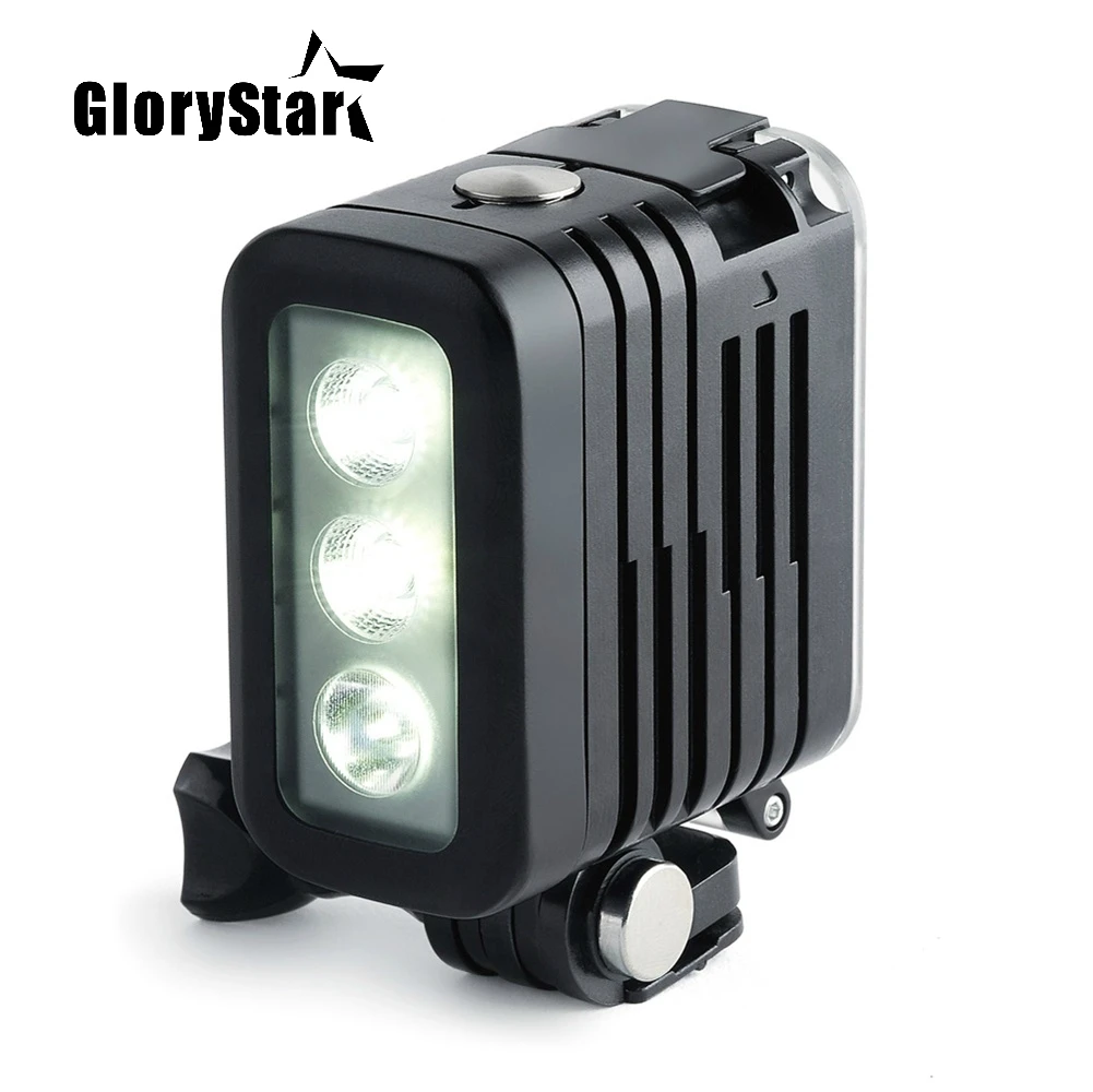 GloryStar 50M Waterproof Underwater Diving LED Light AHDBT-401 Dual Battery Spot Lamp for GoPro HERO 345 6 7 Black for Xiaomi Yi