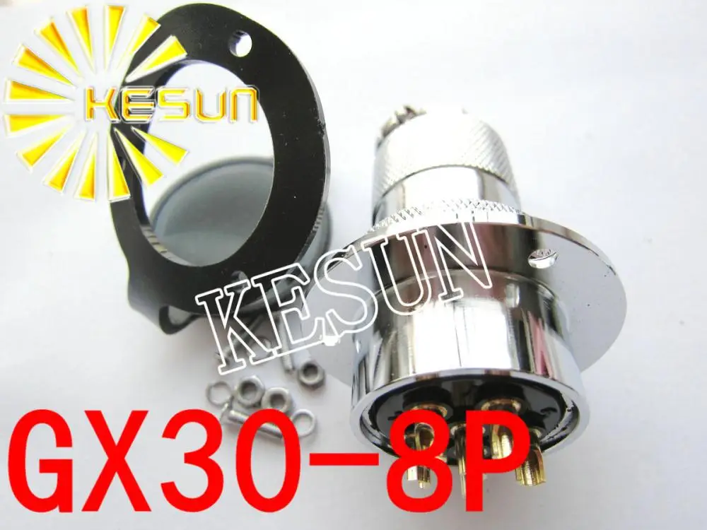 

Free Shipping 5pair GX30-8 GX30 8Pin With Flange Male & Female 30mm Wire Panel Connector M30 circular connector Socket Plug