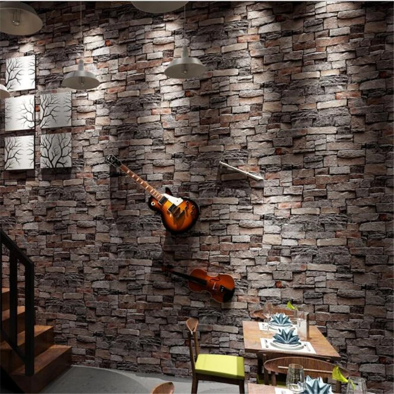 

Antique Brick Wallpaper 3D Stereo Marble Block Brick Restaurant Clothing Shop Background Wallpaper papel de parede 3d Beibehang