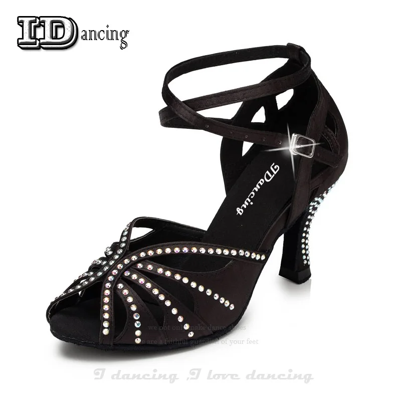 Dansschoenen Latin Dansschoenen Latin Ballroom Salsa Dansen Schoenen Voor Vrouwen Tango Schoenen Sexy Hoge Hak 8.5Cm Strass jusedanc