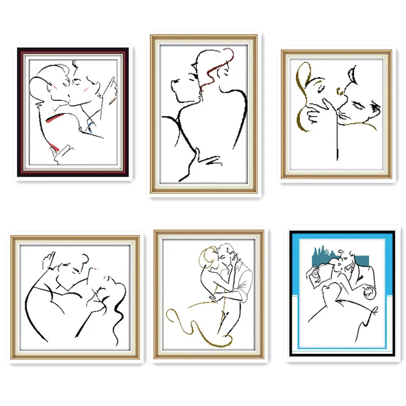 Вышивка крестиком Романтическая любовь поцелуй для пары простая вышивка рукоделие живое семейное украшение