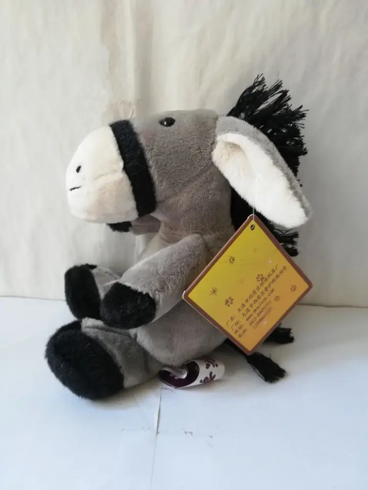 Jouet en peluche d'âne de dessin animé gris, petit jouet doux de 18cm pour bébé, cadeau de noël w0309