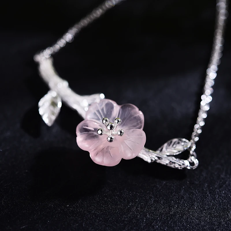 Lotus Fun Moment 925 Sterling Silver Natural Crystal stone bracelet charm Fashion Jewelry flower bracelet for Women drop ship