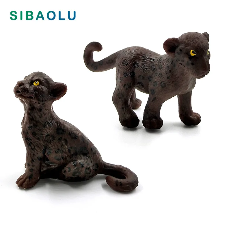 Simulation Mini Baby Black Leopard figurine Cheetah figure animal Model home decor miniature fairy garden decoration accessories