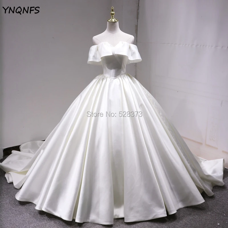 YNQNFS W76 Real Pictures Swep Train Ball Gown abito da sposa Vintage anni '50 anni '60 increspature abito da festa Robe de Mariee 2019