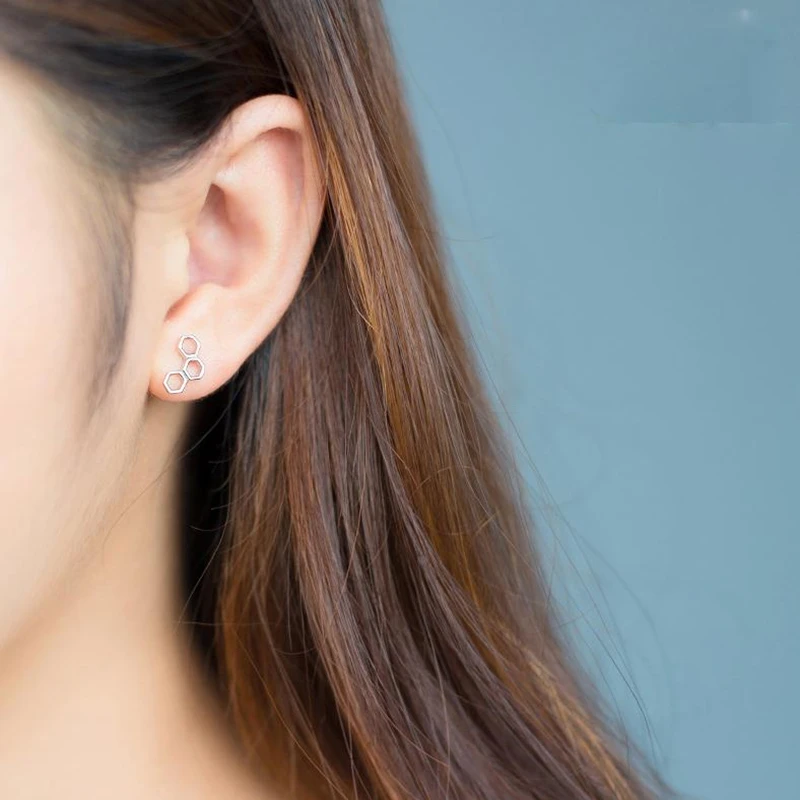 Boucles d'oreilles hexagonales pour filles et femmes, bijoux à géométrie Unique, Simple, mignon et minimaliste, nouveau Design