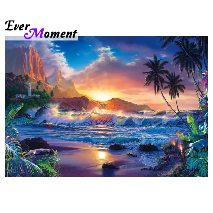 Diamond Embroidery 5D DIY Diamond Painting Seaside Scenery Square Diamond Painting Cross Stitch Decoration ASF646