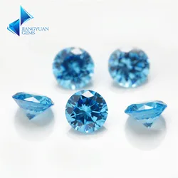 Size 1~3mm AAAAA Round European Machine Cut CZ Synthetic Gemstone Middle SeaBlue Cubic Zirconia Stone For Jewelry Making