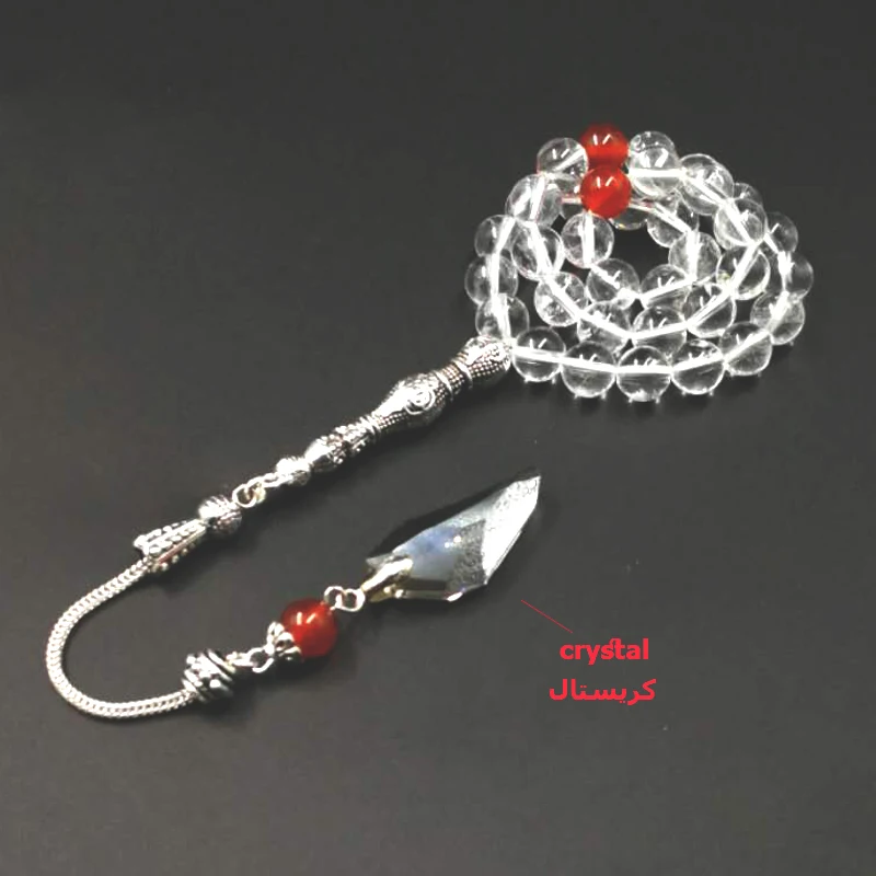 Tasbih white transparent Crystal with red agates tassel transparent style Crystal color prayer beads 33 66 99beads stone Rosary