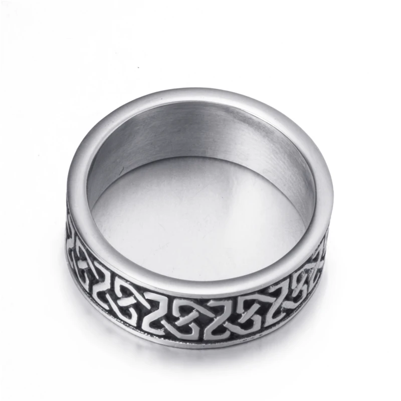 Elfasio 8mm Men Celtic Knot Stainless Steel Ring Band Vintage Jewelry Size 7-15