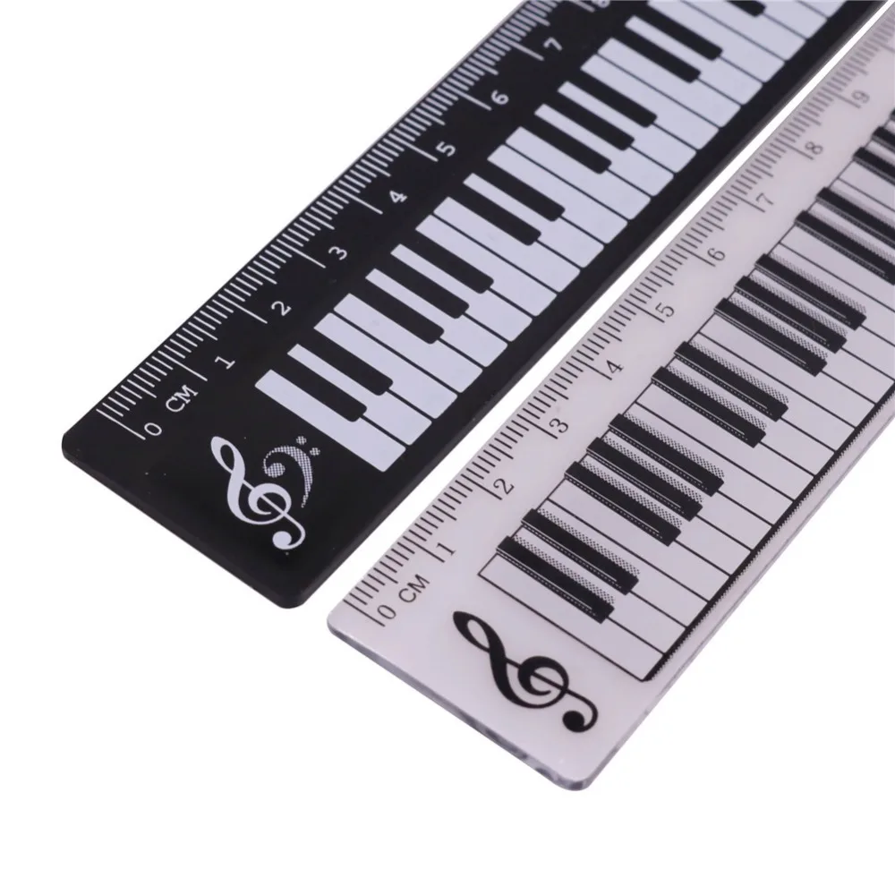 1 Pcs Black OR Transparent 15cm Straight Ruler Piano Pattern Plastic Material Student Creative Stationery Measuring tools