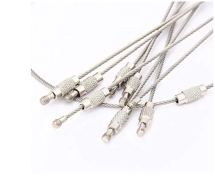 

2000 pcs/lot 2.0mm*150mm Stainless Steel Wire Keychain Cable Key Ring for Outdoor Hiking