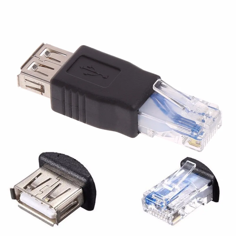 2pcs/lot USB Type A Female To RJ45 Male Ethernet LAN Network Router Socket Plug Adapter