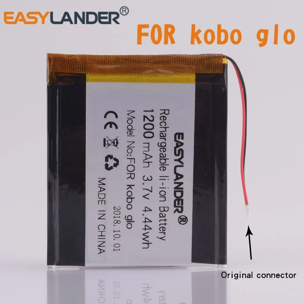 Easylander 3.7V 1200mAh Rechargeable li-Polymer Li-ion Battery For E-book  Reader Kobo glo N613 e-ink  GN345361 With connector