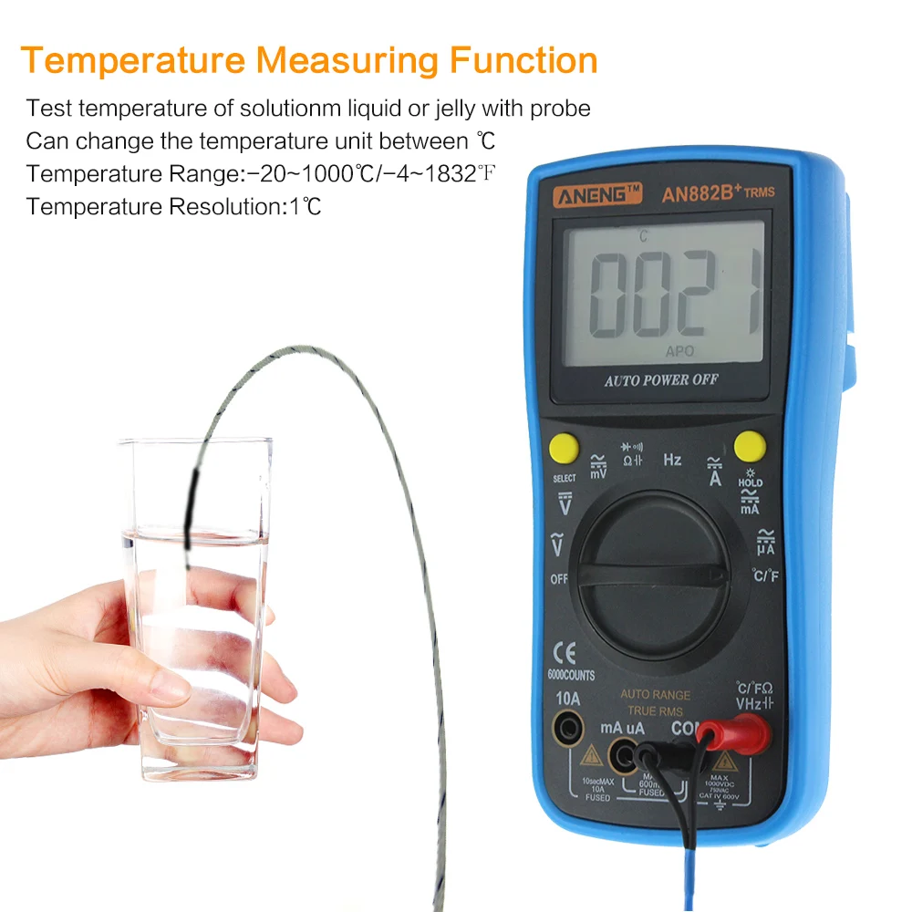 AN882B+ TURE RMS Digital Multimeter Auto NCV AC DC Auto LCR Volt  Meter Tester Temprature Continuity Tester Diode measurement