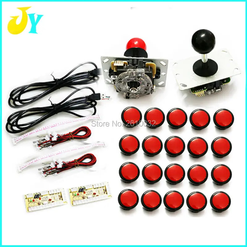 

2 Players Zero Delay Arcade DIY Kit USB Encoder To PC With Sanwa type Joystick Double Color Push Buttons Mame Jamma parts