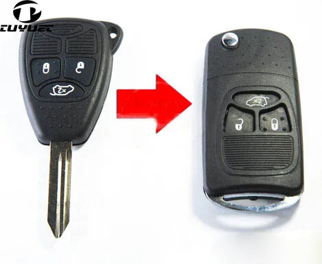 

Brand New 3 Buttons Modified Flip Folding Key Shell For Chrysler Car Replacement Key Case