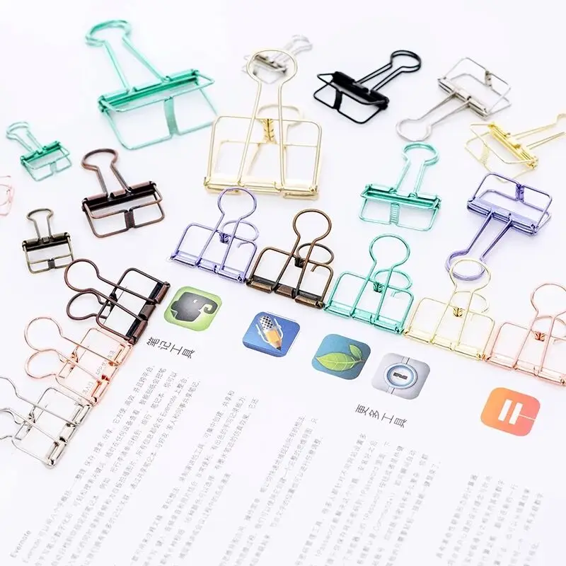 5pcs/lot Kawaii Candy Color Metal Paper Clip Dispenser Photo Ticket File Binder Clips Card Bookmark Office School Stationery