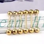 

Hot Sell Vacuum Plating Titanium Golden Tongue Ring Piercing body Piercing 316L Surgical steel 100pcs/lot Free Shipping