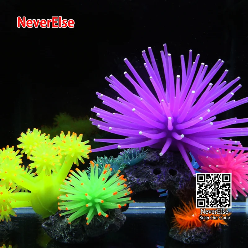 Aquarium Fish Tank Ornament Coral Plant Silicone Decoration, Dia 5/8/10cm Underwater Landscape Aquatic Accessories Sea Anemone